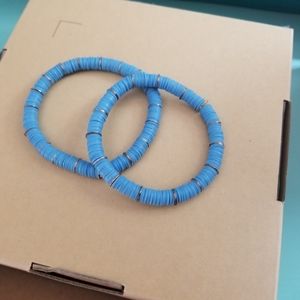 Blue and gold clau disc bracelet set